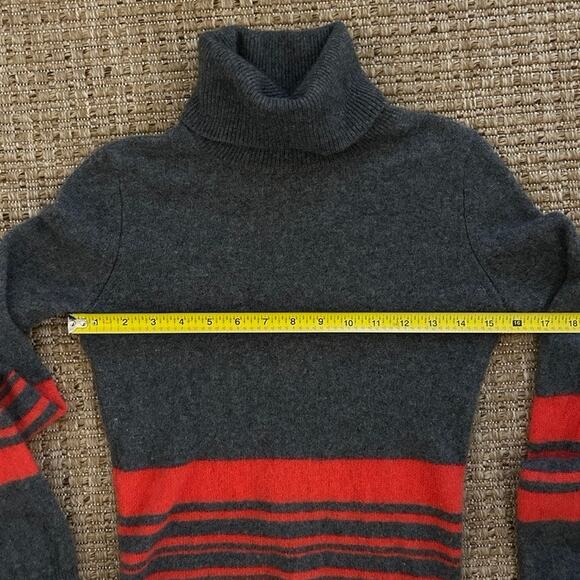 Y2K Theory Cashmere Sweater – Gray & Poppy Red Stripes, Size M, Vintage - Picture 5 of 8